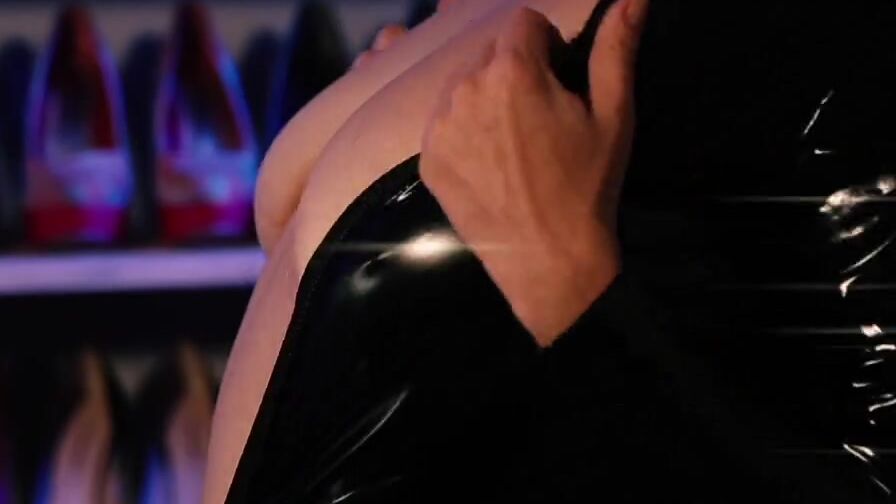 Hot Hotwife Domina stripping a Rubber bodysuit