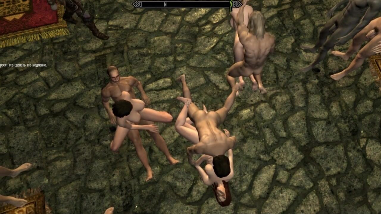 Sex Sex Party! Fight Club Skyrim Gang Bang, Sex of 3 Couples at the