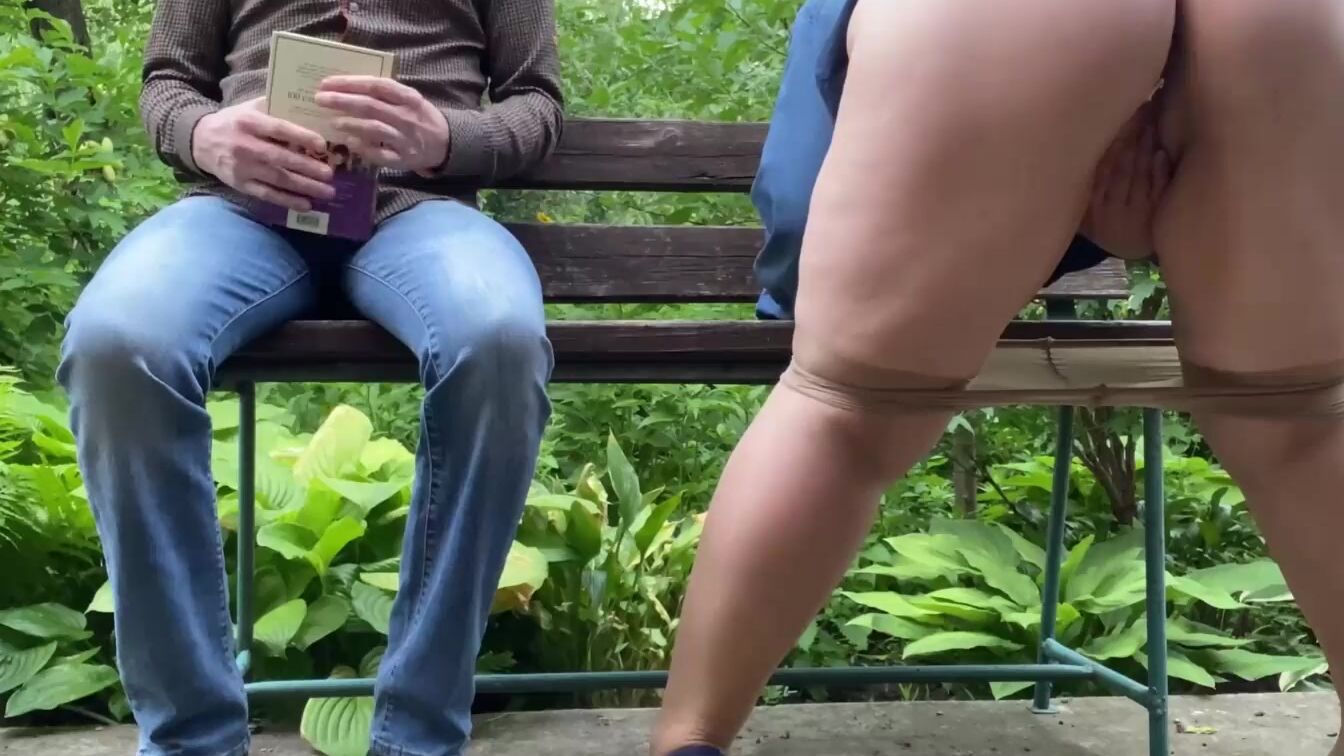 Stockings princess pee into the park while I see