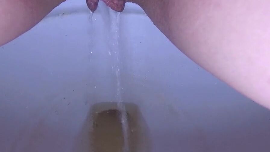 Morning piss inside kinky restroom bowl