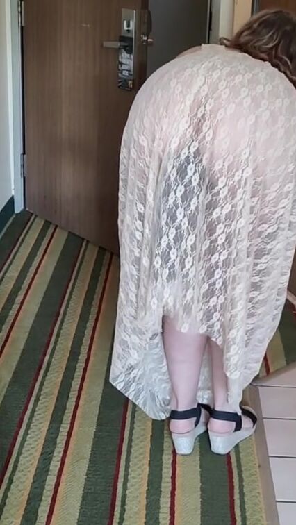 Showing of My Breasts and Booty Plug to the Hotel Staff When I Did the Slutty Door Challenge