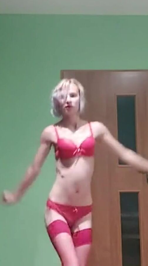 striptease of a Polish women into goddess underwear