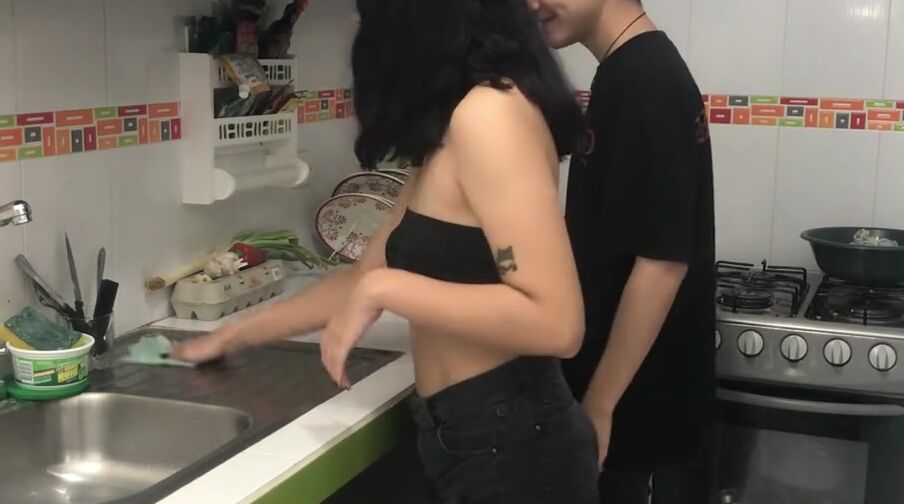 Want to fucked inside the kitchen and my stepsister give