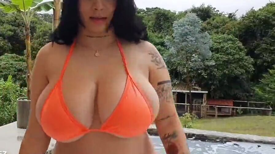 Gigantic Jugs gigantic areolas lusty bikini Goddess Kim Velez