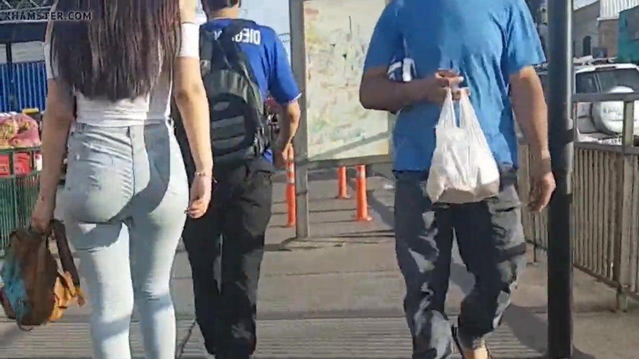 Candid long bubble butt dark haired 18 year old inside tight jeans