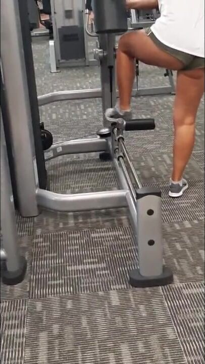 Trina showing off gym patrons during our travels